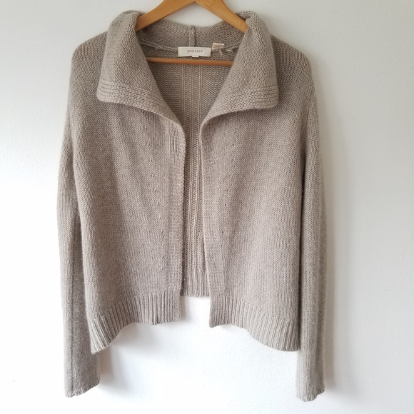 Inhabit 100% Cashmere Oatmeal Grey Open Front Long Sleeve Cardigan Sweater - Picture 5 of 11